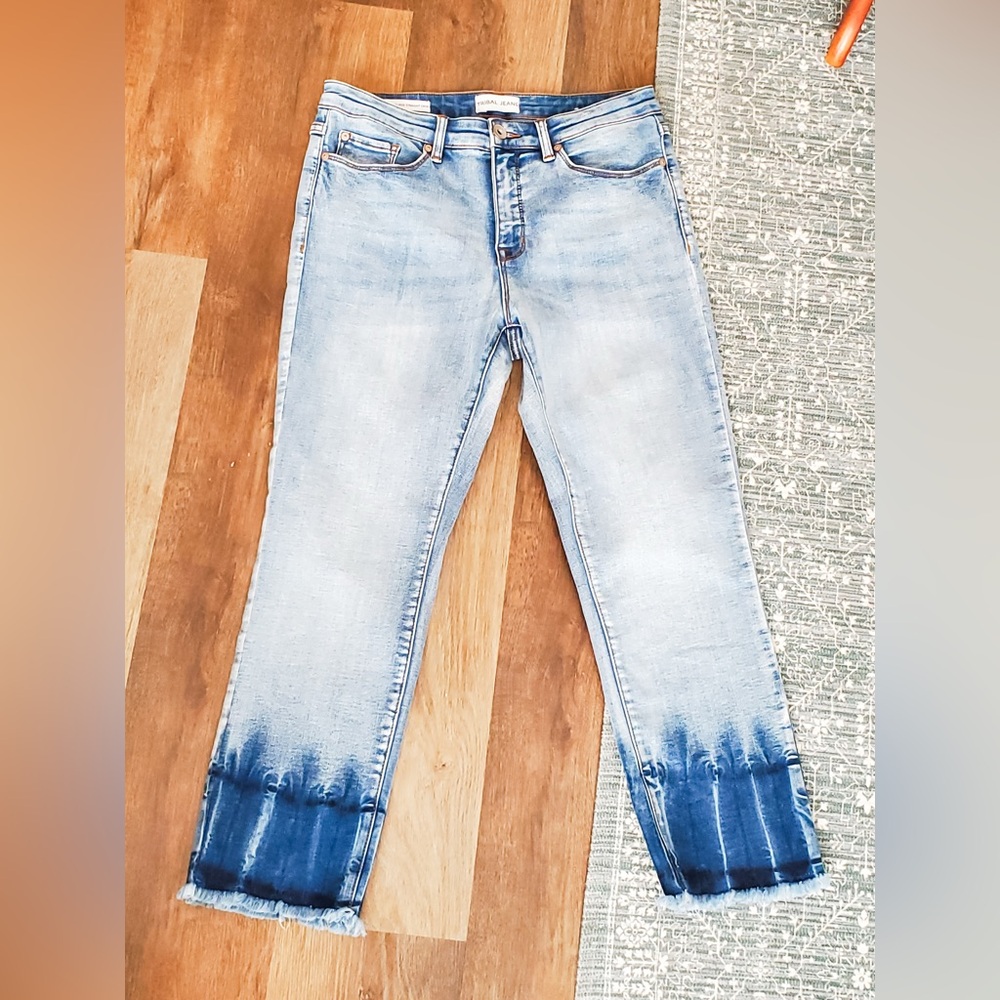Blue Ombre Women's Straight Crop Jeans